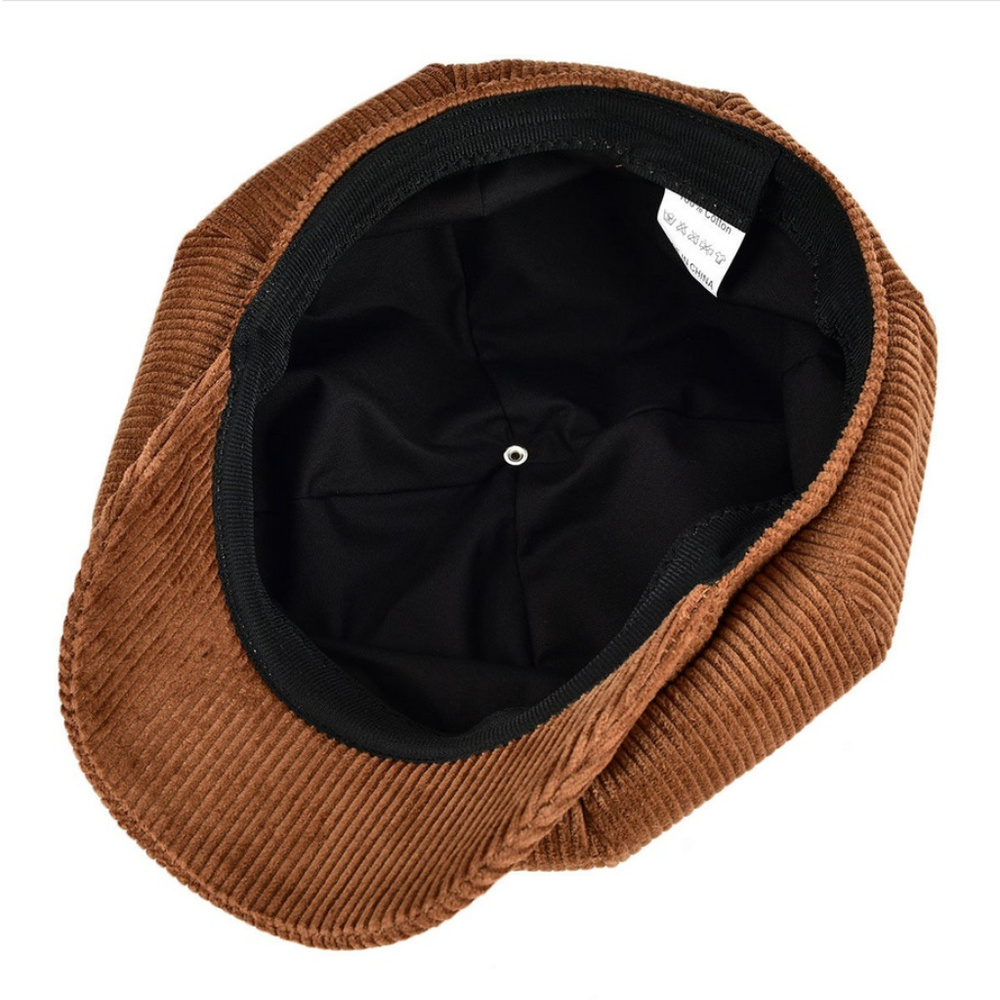 Corduroy Camel Brown Rust Unisex Camel Brown Newsboy Baseball Hat Cap with Bill - Picture 4 of 6